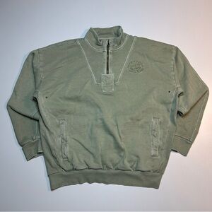 Gymshark Premium Legacy 1/4 Zip Pullover Natural Sage Green Oversized Fit